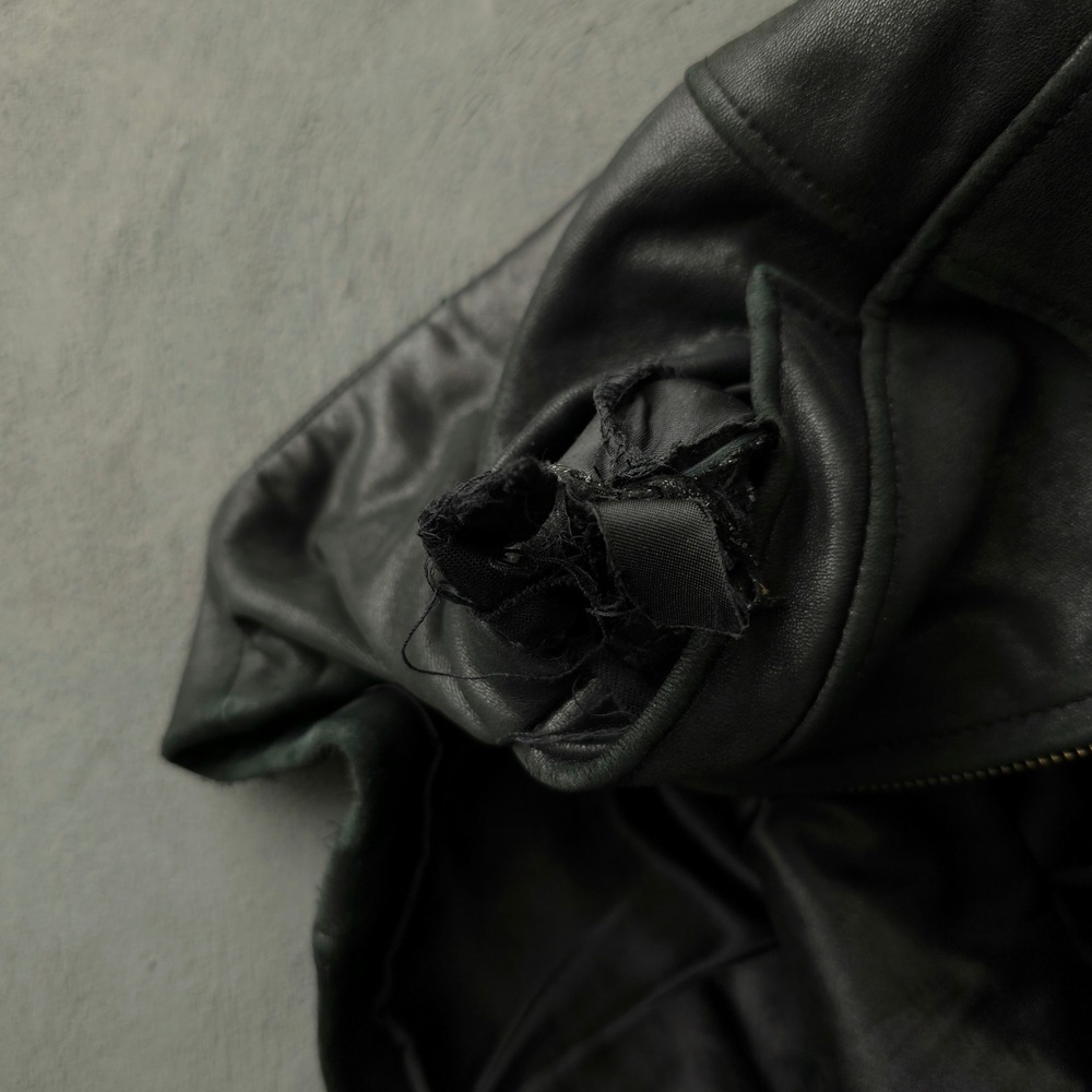 Vintage 90s Leather Jacket Small Black Oversized Denver Hayes - Picture 12 of 16